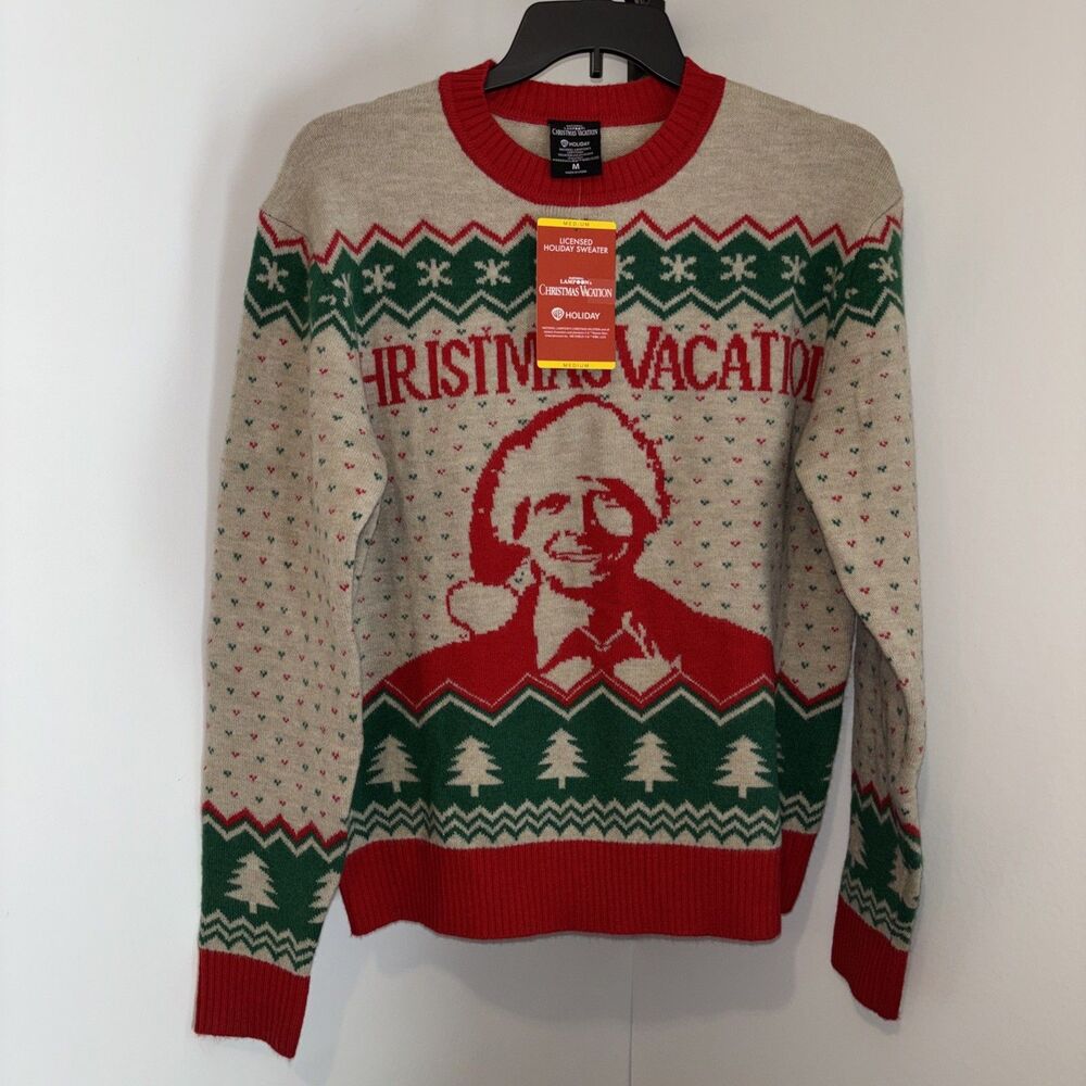 Men’s Christmas Vacation Sweater Holiday Medium L/S Soft Gift Party Movie NWT